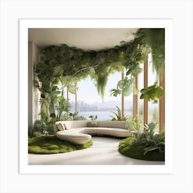 Living Room With Plants 1 Art Print