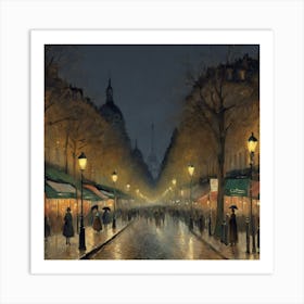 Boulevard Montmartre At Night, Camille Pissarro 3 Art Print