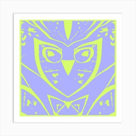 Abstract Owl Purple And Green Art Print