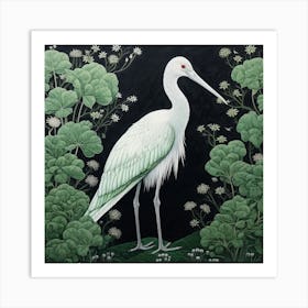 Ohara Koson Inspired Bird Painting Stork 2 Square Art Print