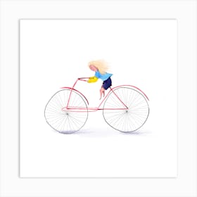 Girl Riding A Bike Art Print