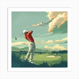 A Golfer Teeing Off Lofi Illustration 1718673009 2 Art Print