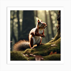 Red Squirrel In The Forest 50 Art Print