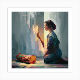 Of A Woman Smoking Art Print