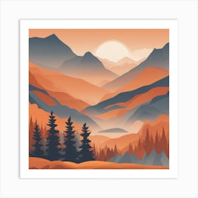 Misty mountains background in orange tone 8 Art Print