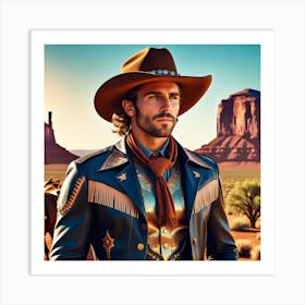 Cowboy In The Desert 8 Art Print