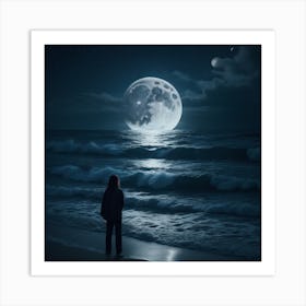 Moonlight On The Beach Art Print