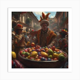 Man With A Bowl Of Fruit Art Print