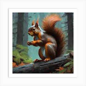 Squirrel In The Woods 16 Art Print