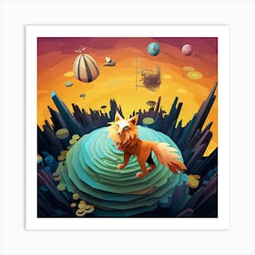 Fox In Space Art Print