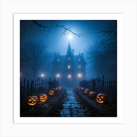 Haunting Halloween Greetings On A Misty Night (24) Art Print