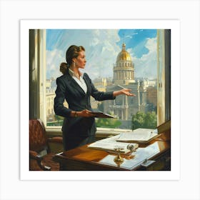 Woman At The Window Art Print