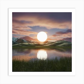 Sunset Over A Lake Art Print