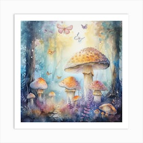 Mushrooms In The Forest 3 Art Print