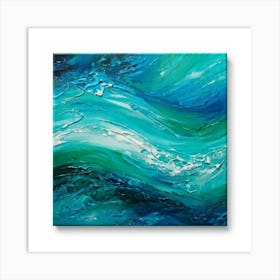 Abstract Turquoise Waves Embracing A Fresh Nautical Texture Gently Lapping Across The Canvas Blend Art Print