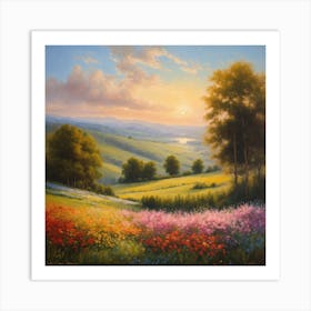 Sunset In The Meadow 1 Art Print