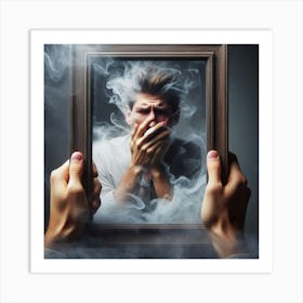 Man In A Frame With Smoke Art Print