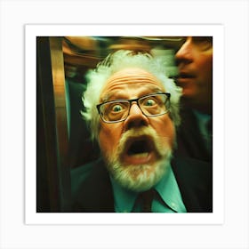 Old Man In Elevator Art Print