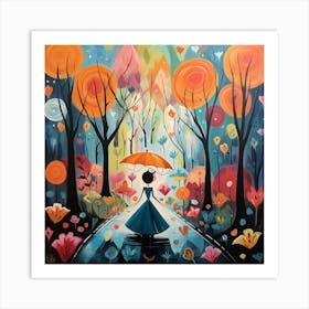 Girl In The Forest Art Print