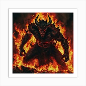 Demon In Flames 3 Art Print