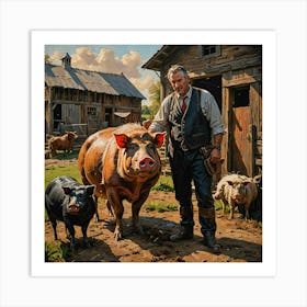 Pigs And Cows Art Print