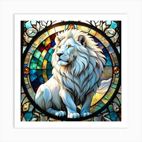 Lion In Stained Glass Art Print