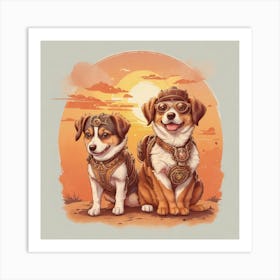 Steampunk Dogs Art Print