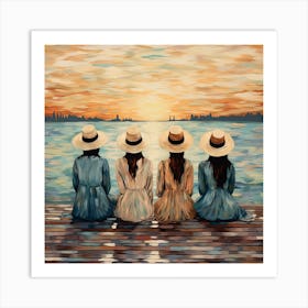 Three Girls At Sunset 1 Art Print