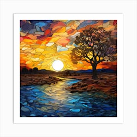 Sunset By The River 2 Art Print