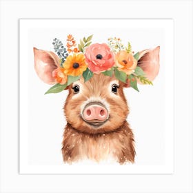 Floral Baby Boar Nursery Illustration (32) Art Print
