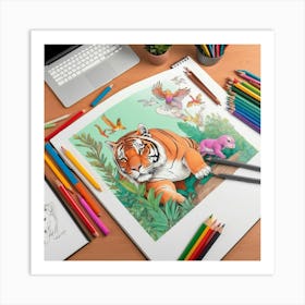 Tiger Drawing 1 Art Print