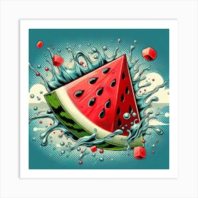 Flying watermelon slice, Pop art Art Print