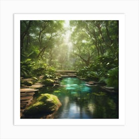 Waterfall In The Forest 1 Art Print