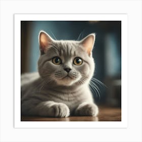 A Cute British Shorthair Kitty, Pixar Style, Watercolor Illustration Style 8k, Png (14) Art Print