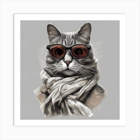 Cat With Glasses 1 Art Print