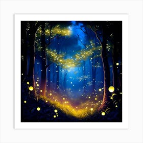 Fireflies In The Forest 1 Art Print