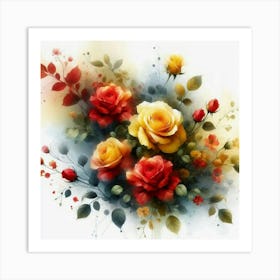 Watercolor design with beautiful roses oil painting abstract 17 Art Print