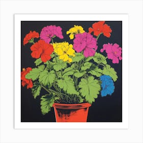 Geranium 1 Pop Art Illustration Square Art Print