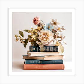 Flowers On Books 2 Art Print