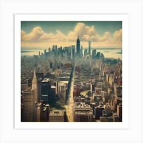 An Aerial View Of An Edward Hopper Style Photograph Of A City Skyline 3 Art Print