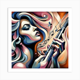 Girl Playing Guitar Art Print