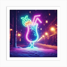 Neon Cocktail Art Print