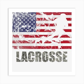 Lacrosse American Flag Usa Flag Fan Vintage Retro Art Print