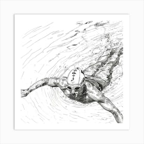 A Swimmer In A Pool Hand Drawn Sketch Illustrati 1718672202 3 Art Print