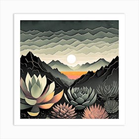 Firefly Beautiful Succulent Landscape With A Cinematic Mountain View Of A Dramatic Sunrise 27599 (3) Art Print