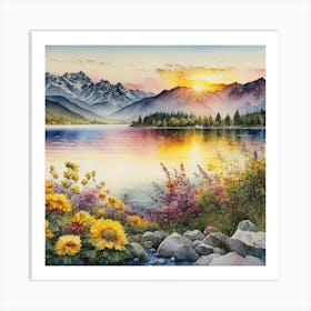 Sunset Lake Art Print