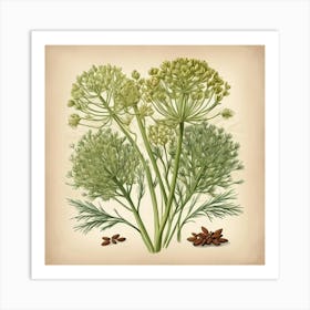 Fennel flower plants painting art print 2 Art Print