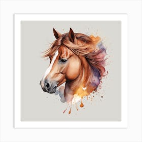 Watercolor Horse Head Art Print