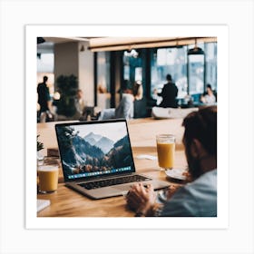 Man Working On A Laptop Art Print