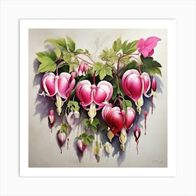 Flower Motif Painting Bleeding Heart Dicentra Art Print 1 Art Print